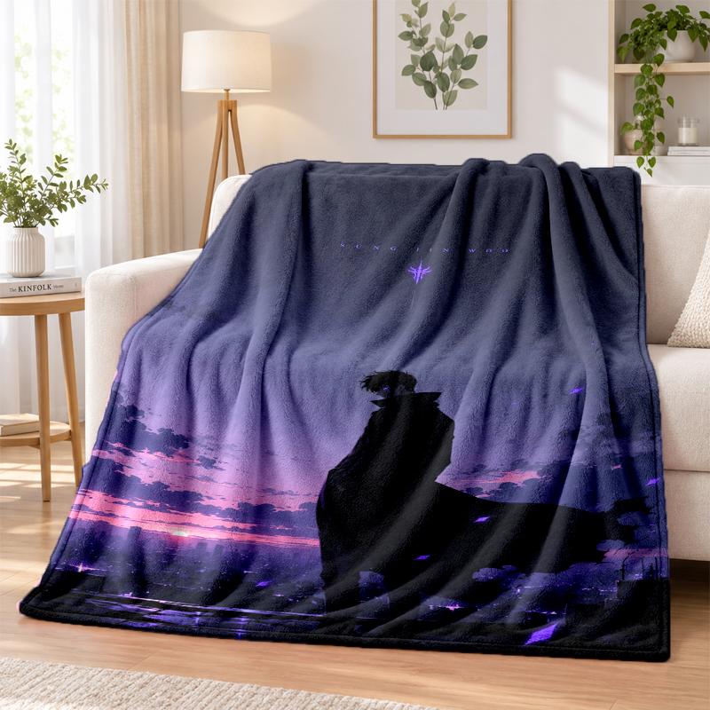 Solo Leveling Flannel Throw Blanket Soft Warm Cozy For Sofa Bed Indoor Home Bedroom Use