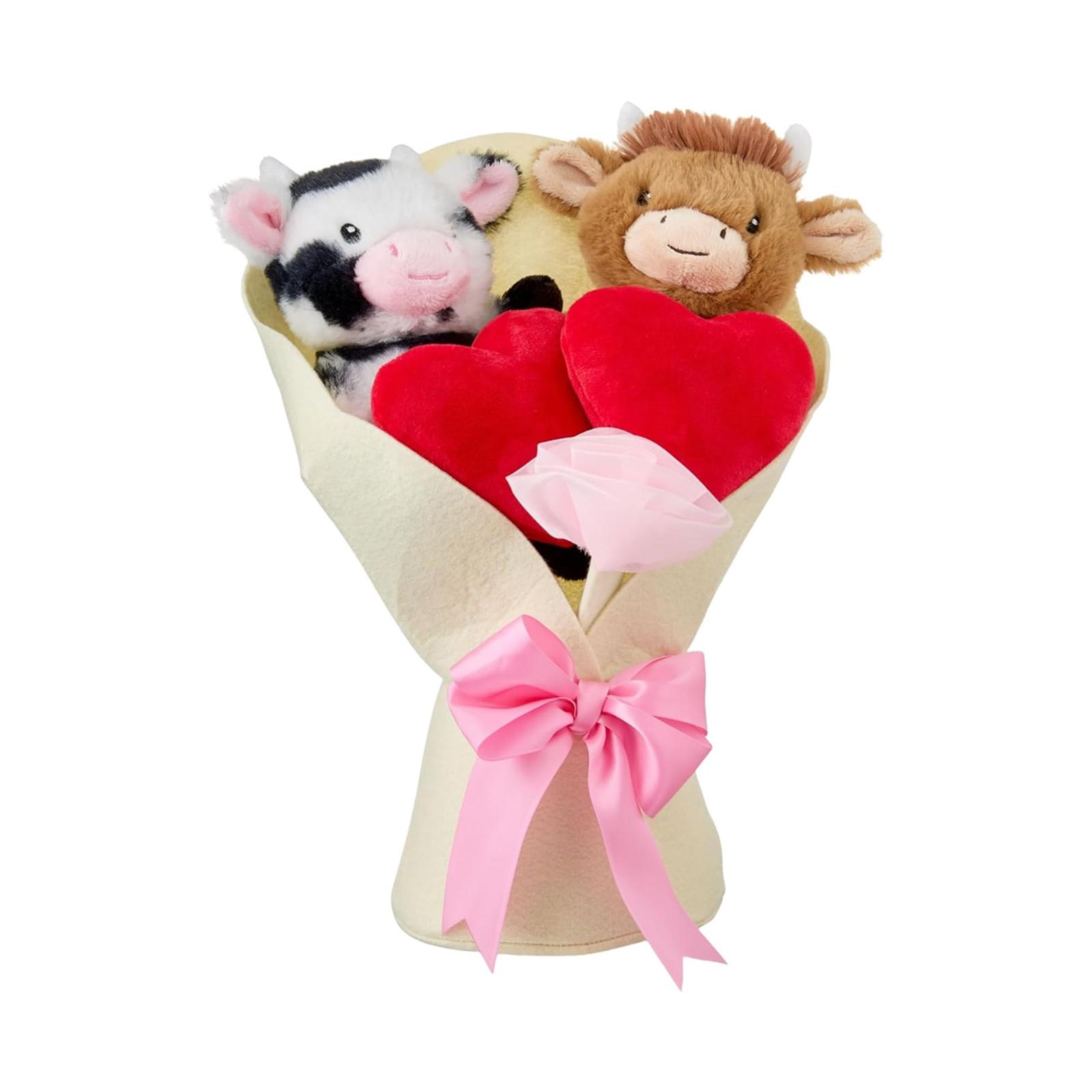 

Highland Cow Cute Plush Stuffed Cartoon Toys Hearts and Pink Bow Stuffed Doll Toy for Boys Girls Kids Birthday Gifts