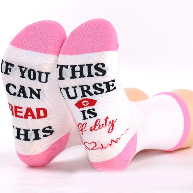 1 Pair Nurse Socks Novelty If You Can Read This Offduty Letters Jacquard Designs Comfortable Breathable Cotton Socks