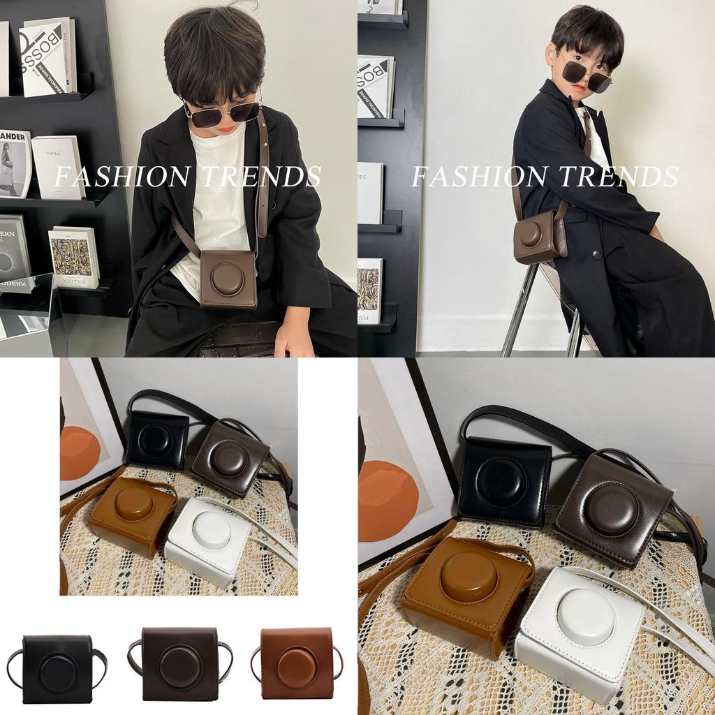 Vintage Mini Camera Bag For Kids Stylish Waterproof Pu Crossbody Purse For Boys And Girls