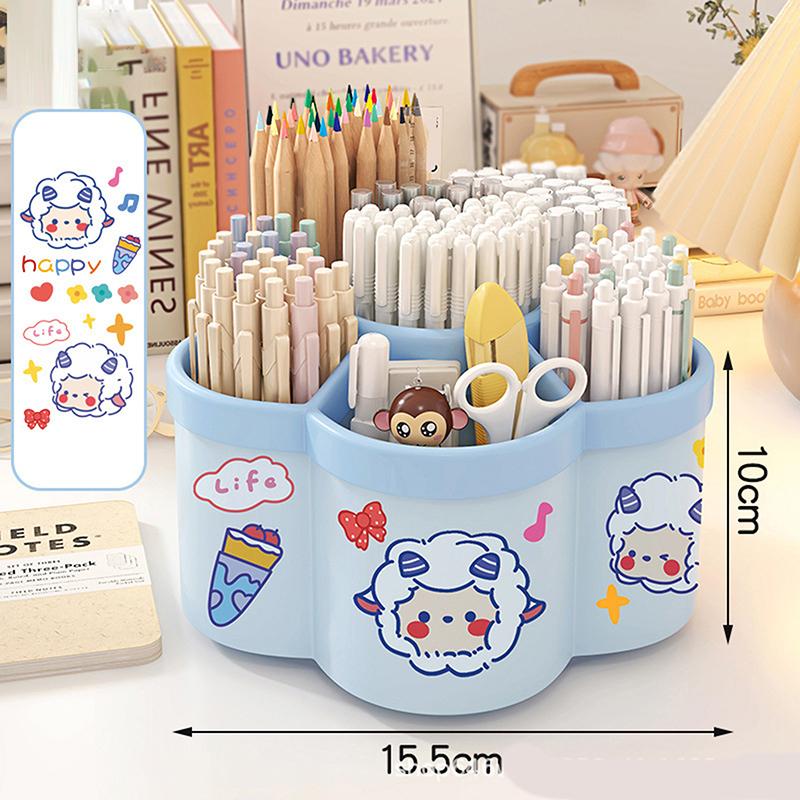 

1 шт. вращающийся на 360 ° держатель для ручек - многофункциональный органайзер для офисного стола, подходит для ручек для макияжа и канцелярских принадлежностей для студентов небесно-голубой