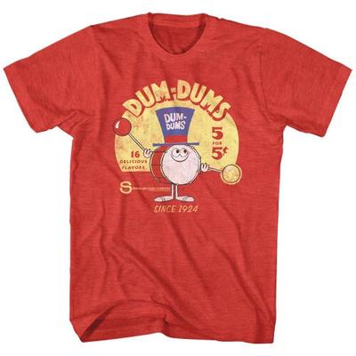 Dum Dums Drum Man Ad Red Heather Adult T-Shirt