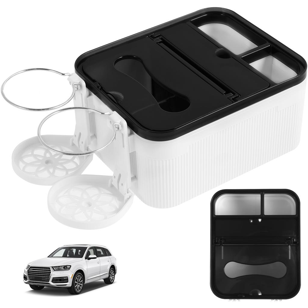 Auto Mittelarmlehne Aufbewahrungsbox mit 2 klappbaren Getränkehaltern Multifunktional Universal Auto Armlehne Taschentuchbox Autoinnenraumzubehör