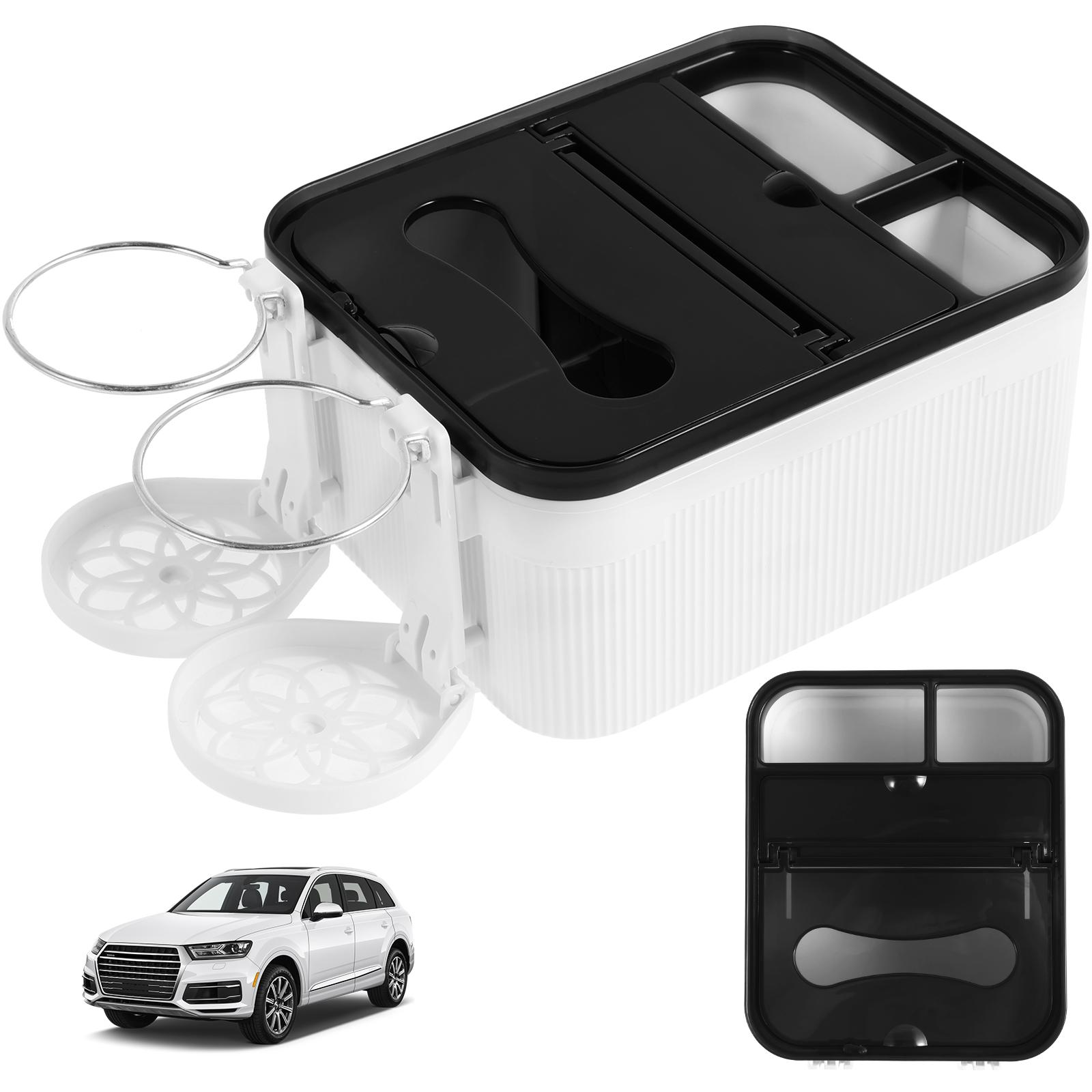 

Ящик для хранения в подлокотнике автомобиля с 2 складными подстаканниками, многофункциональный универсальный ящик для салфеток в подлокотнике автомобиля, аксессуары для салона автомобиля белый