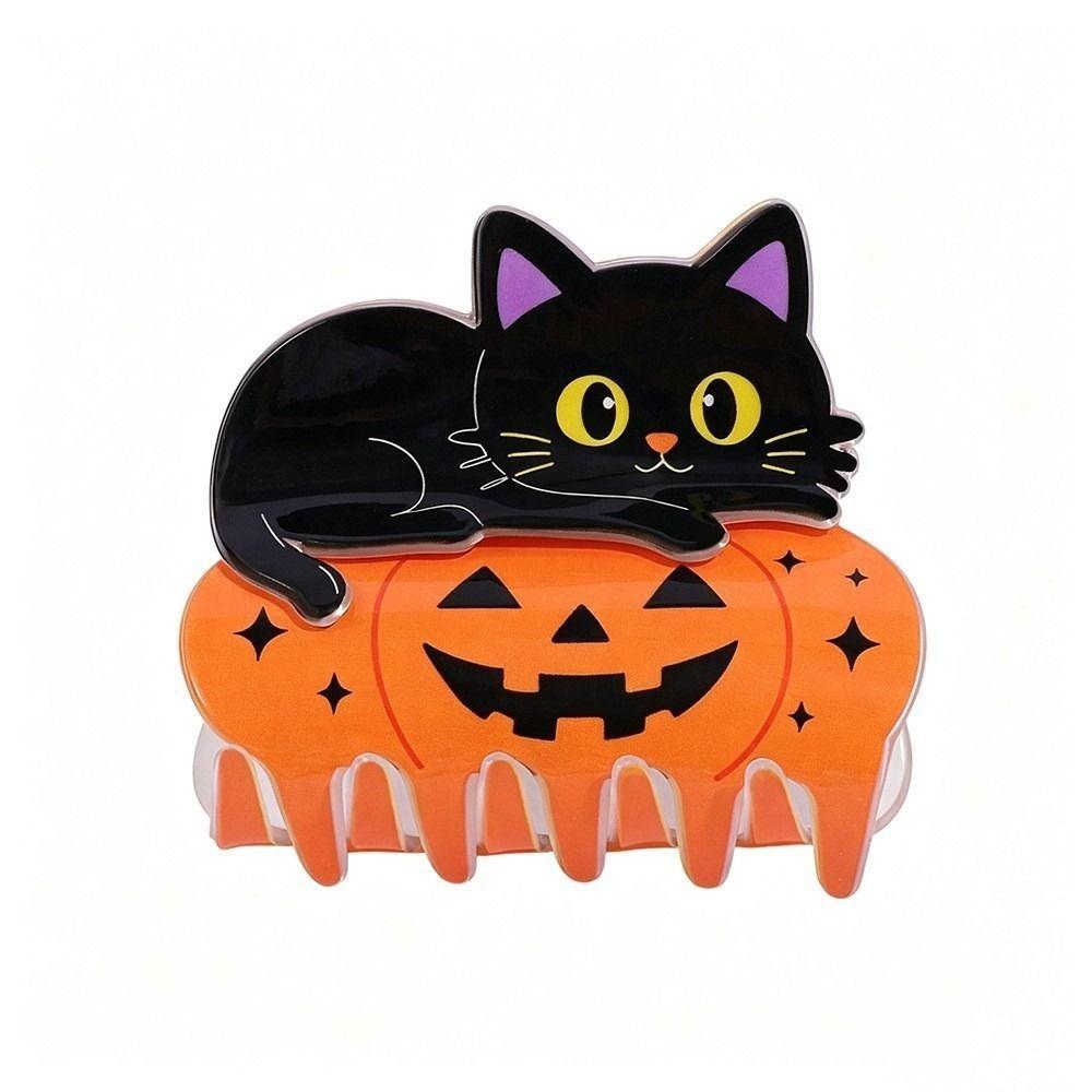 Non Slip Pumpkin Shark Clip Cute Animal Black Cat Hair Claw Halloween Hair Claw Theme Party