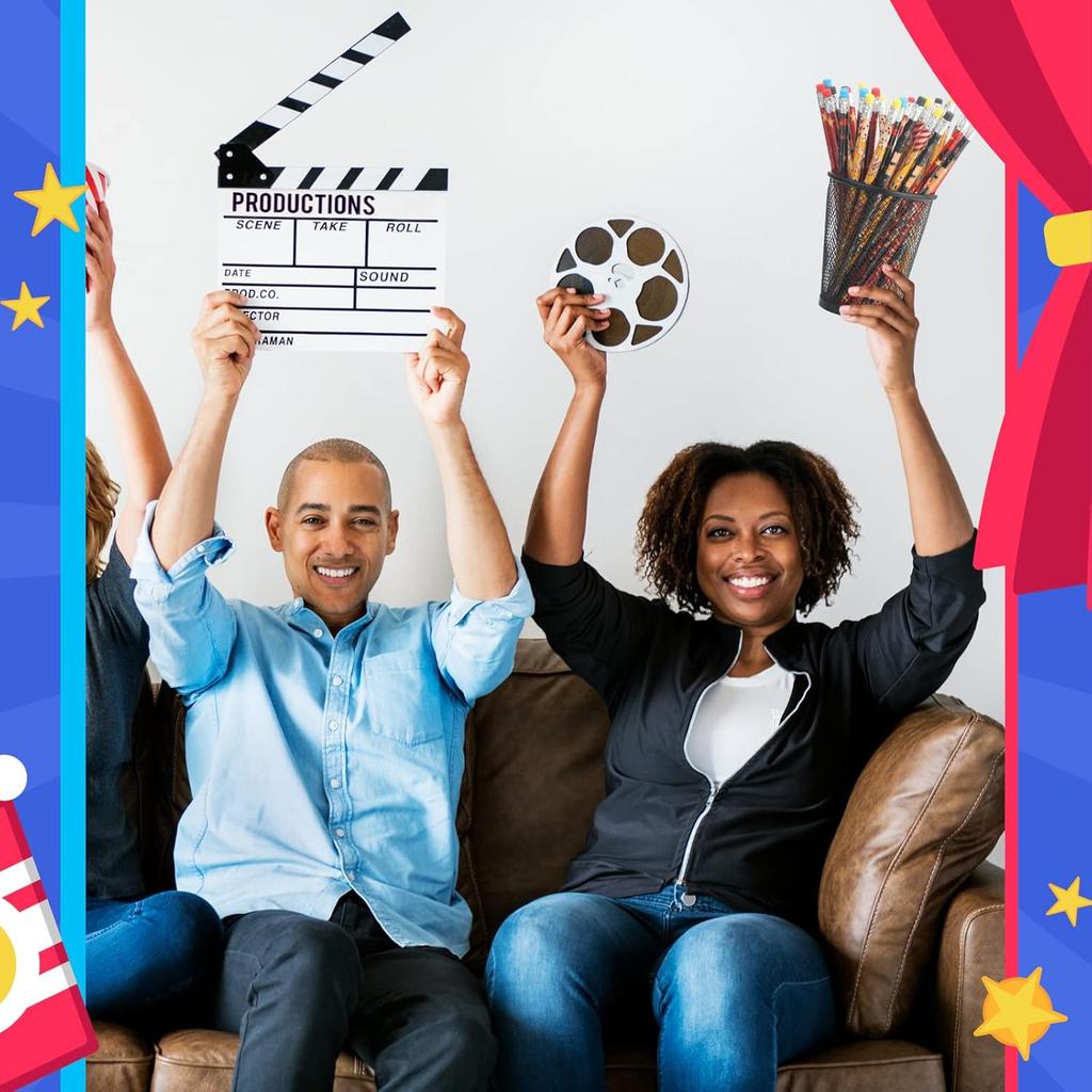 Sherr 36 Pieces Movie Night Pencils with Eraser, Wooden Colorful Pencil Bulk for Students Classroom Prize Stationery Party Favors, 4 Style