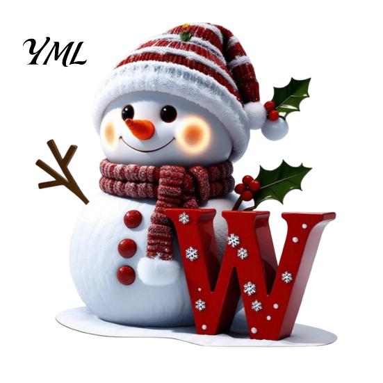 Personalized Snowman Letter Ornaments 2D Christmas Ornaments, for Tree, Customized Party Favors Kids Initial Ornament, Ornament DIY Hanging Xmas Decor