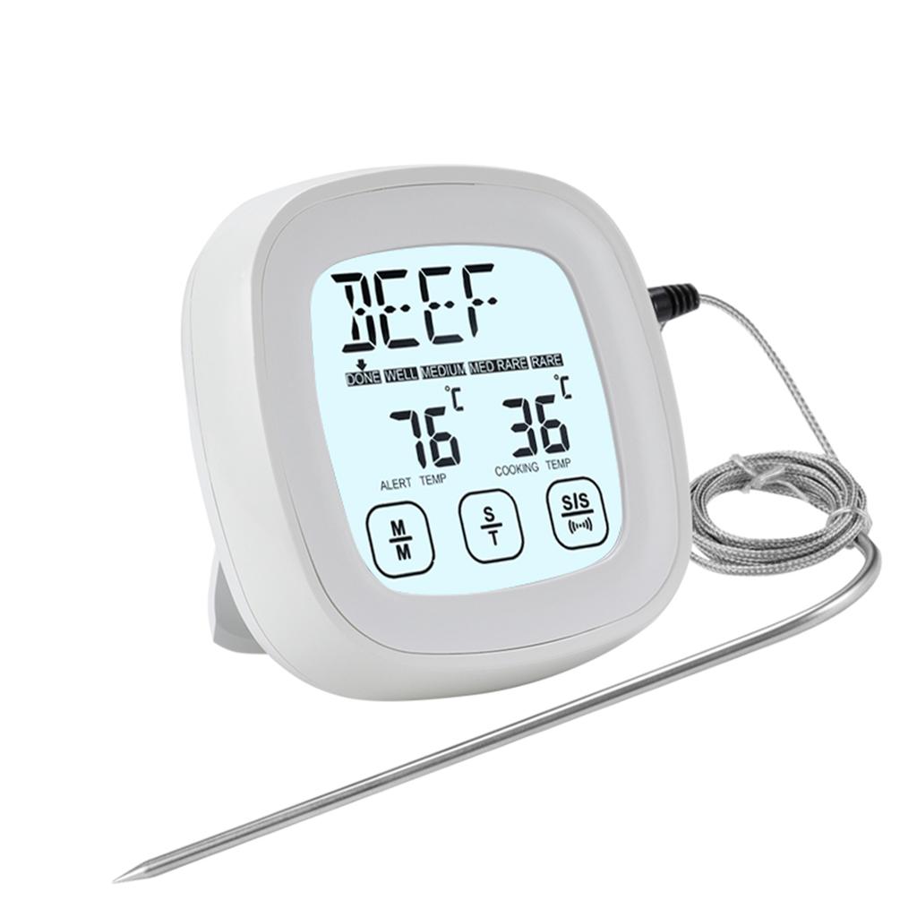 Digital Food Thermometer, BBQ Grill Mt Thermometer with Timer, 9 Preset Modes, 5 Doneness Levels, Temperature Alarm, Backlight, Magnetic Base