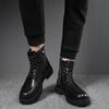 Fashion men's casual autumn winter boots black trendy platform shoes party nightclub dress genuine leather boot handsome chunky botas