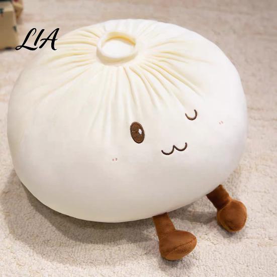 Plush Dumpling Pillow Cute Throw Pillow, Soft Stuffed Food Toy for Kids Adults, Unique Gift Birthdays Decorative Cartoon Bun Cushion Bedroom