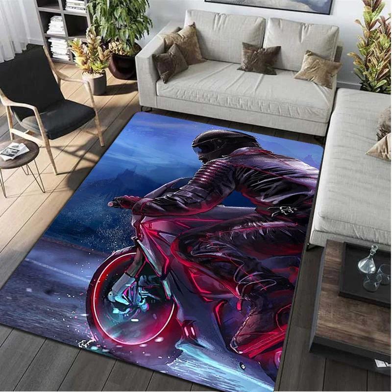 Motorcycle Motorbike Rider Carpet Area Rug Mat Floor Doormat Sofa Entracne Rugs for Living Room Bedroom Playroom Dropshipping