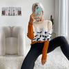 Vintage Fashion Elegant Casual Autumn Women's Colorblocking Long-sleeved Bottoming Sweater Thin Section