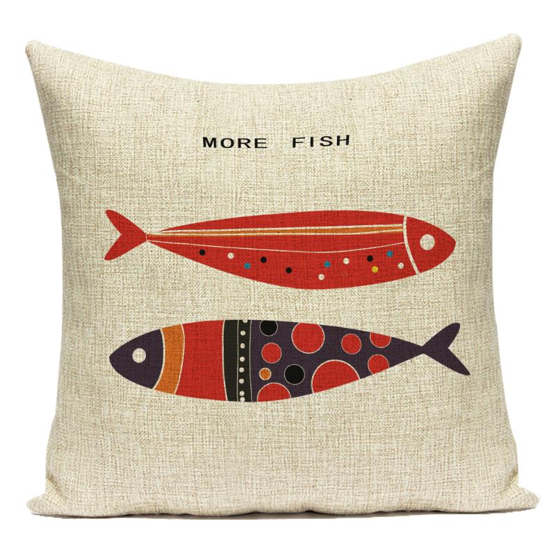 Cute Animals Fishes Decorative Throw Pillows Case Square Sofa Home Seat Cushion Cover for Home Living Room Decoration