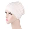 Solid Color Men Women Pleated Cotton Beanie Cap Hair Loss Sleeping Chemo Hat