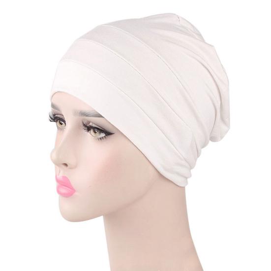 Solid Color Men Women Pleated Cotton Beanie Cap Hair Loss Sleeping Chemo Hat