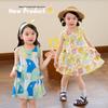 LUSON Girls' Printed Ruffled Sleeveless Cotton Dress