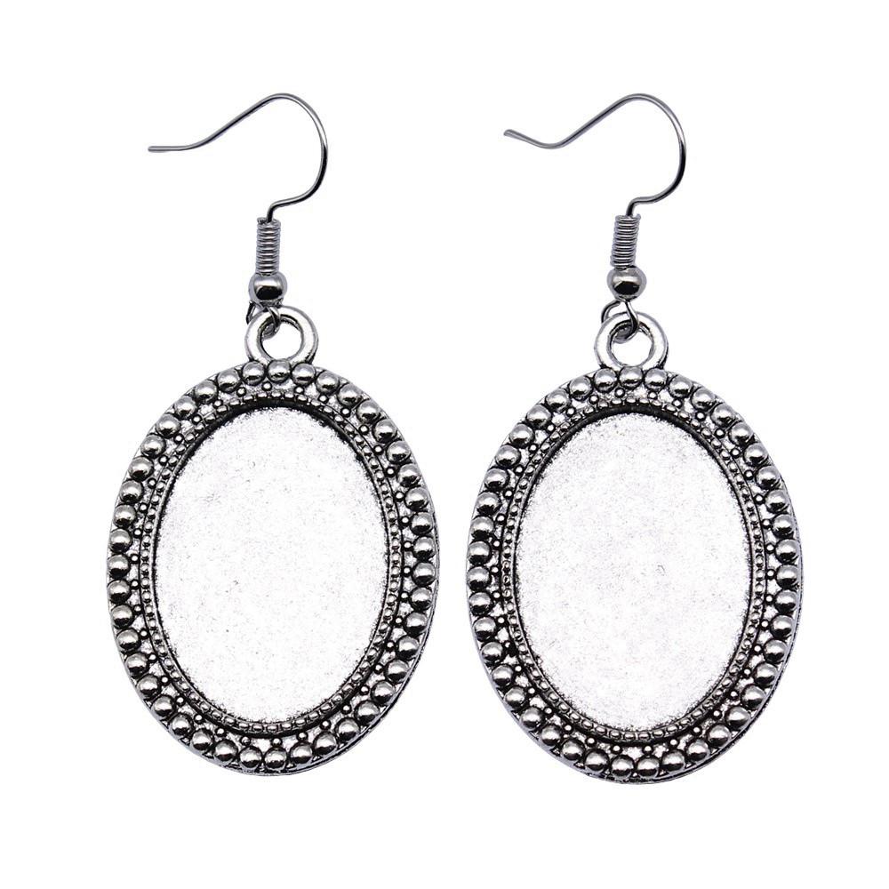 Ovale Cabochon Base Hængeøreringe DIY Foto Smykke Tilbehør Håndlavede Gaver