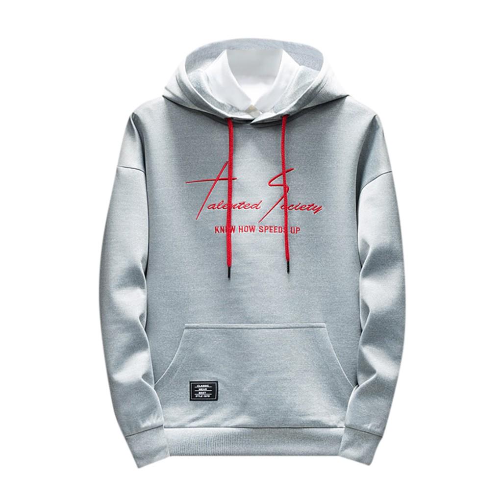 Men's New Fashion  Winter Hooded Long Sleeved Jacket Letter Tops