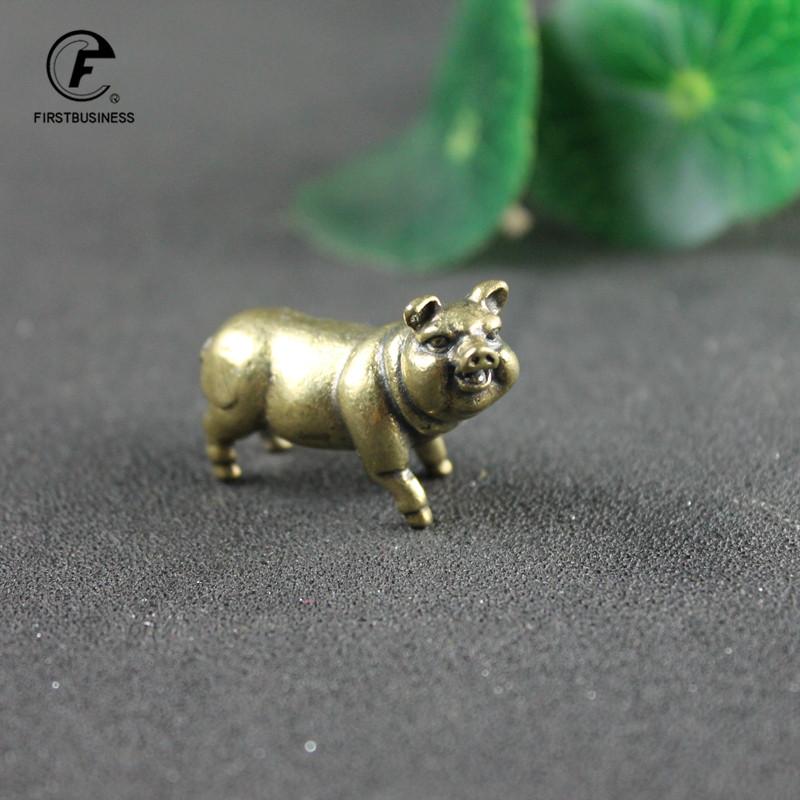 Статуэтка Свинья из Цельной Меди Украшение Счастливое Животное Декор для Дома Гостиной Статуэтка из Античной Латуни Декор для Рабочего Стола Автомобиля