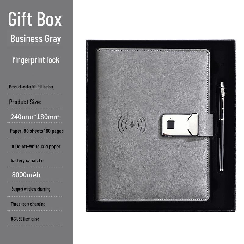 Wireless Charging Multifunctional Notebook with Fingerprint
