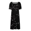 Women's Casual Fashion Round Neck Short Sleeve Floral Print Midi Dress