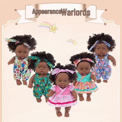 Muñeca de Peluche de Bebé Afroamericano Negro de 8", Juguete de Vinilo para el Confort de los Niños