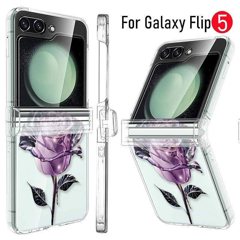 Samsung Z Flip 6 Crystal Rose Transparent Foldable Drop-Proof Case