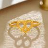 Gold Heart Twisted Rope Open Ring - Valentine's Day Gift for Girlfriend