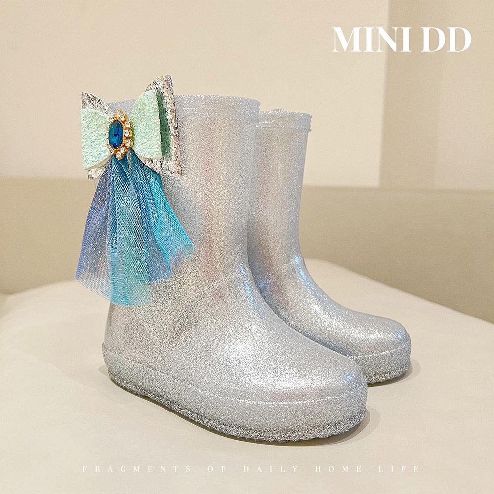 MINI DD2026 Children's Princess Rain Boots - Waterproof, Anti-slip, Mid-calf Shoes for Toddlers & Girls