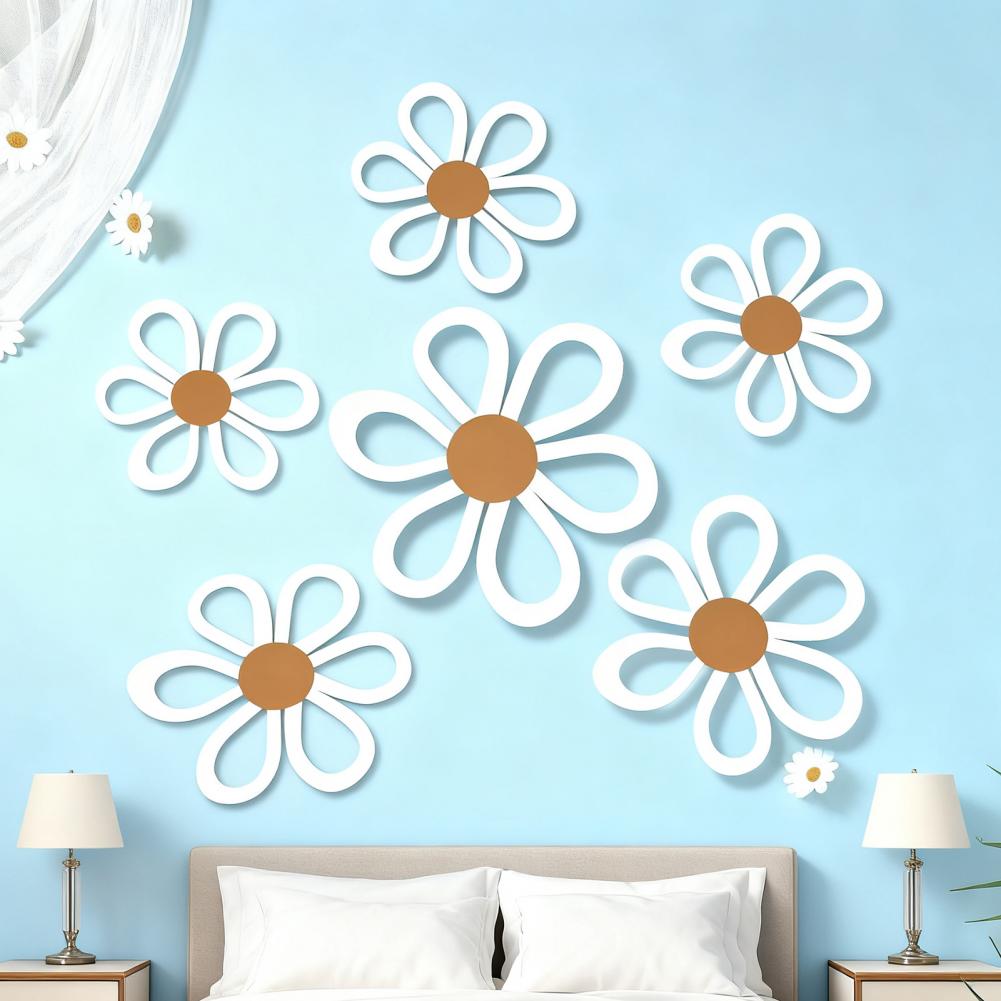 Wooden Flower Wall Decoration Rustic Wood Art Sign Bohemia Flower Wall Hanging Set Rustic Wooden Floral Art Decor for Home