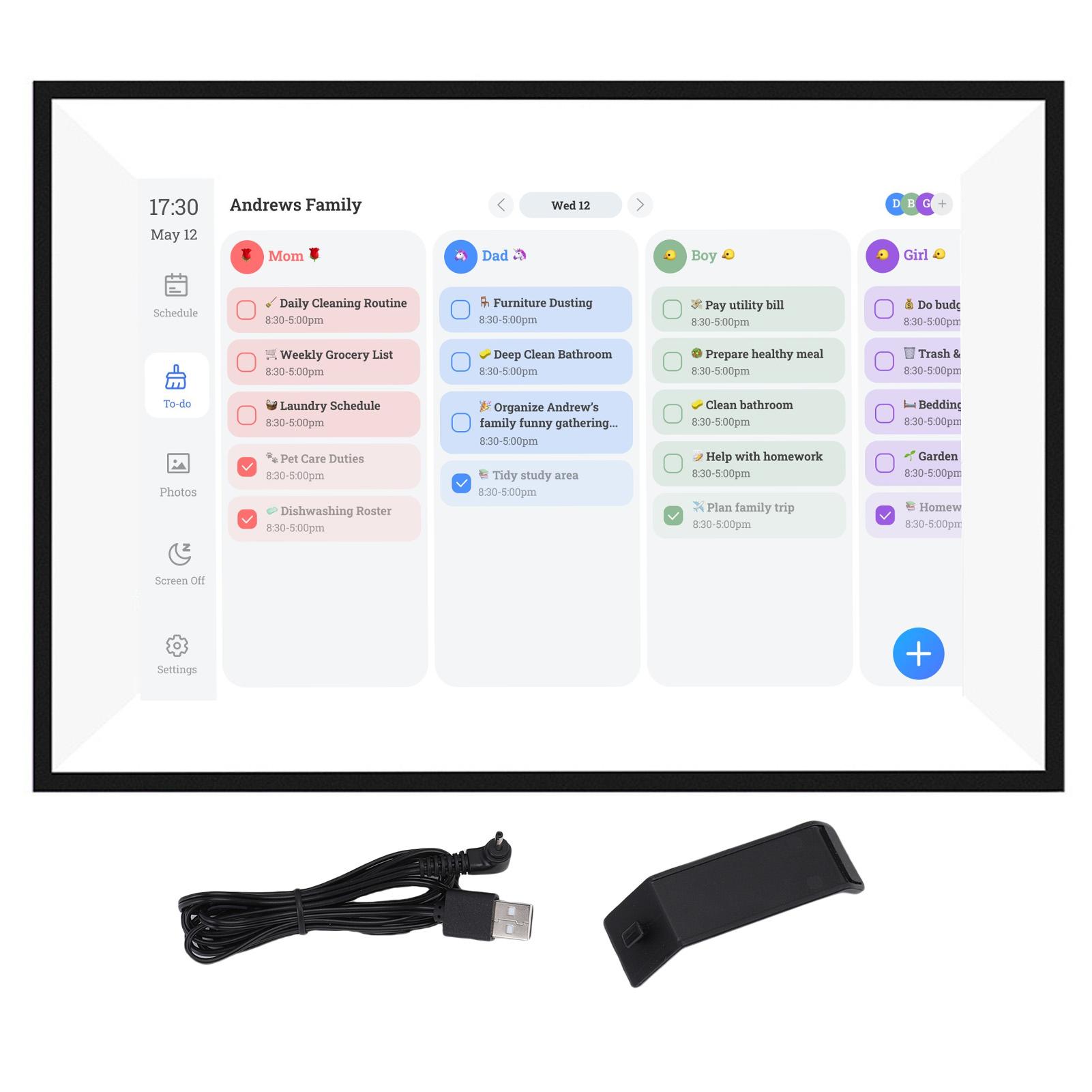 

10.1in HD Touchscreen Family Planner with Switchable Digital Photo Frame Smart Digital Calendar for Home чёрный