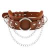 DIEZI Sexy Lignt Brown PU Leather Necklace Women Men New Harajuku Gothic Vintage Heart Chain Choker Statement Necklace Jewelry