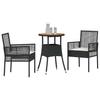 Garden Dining Set 3 pcs Black Poly Rattan