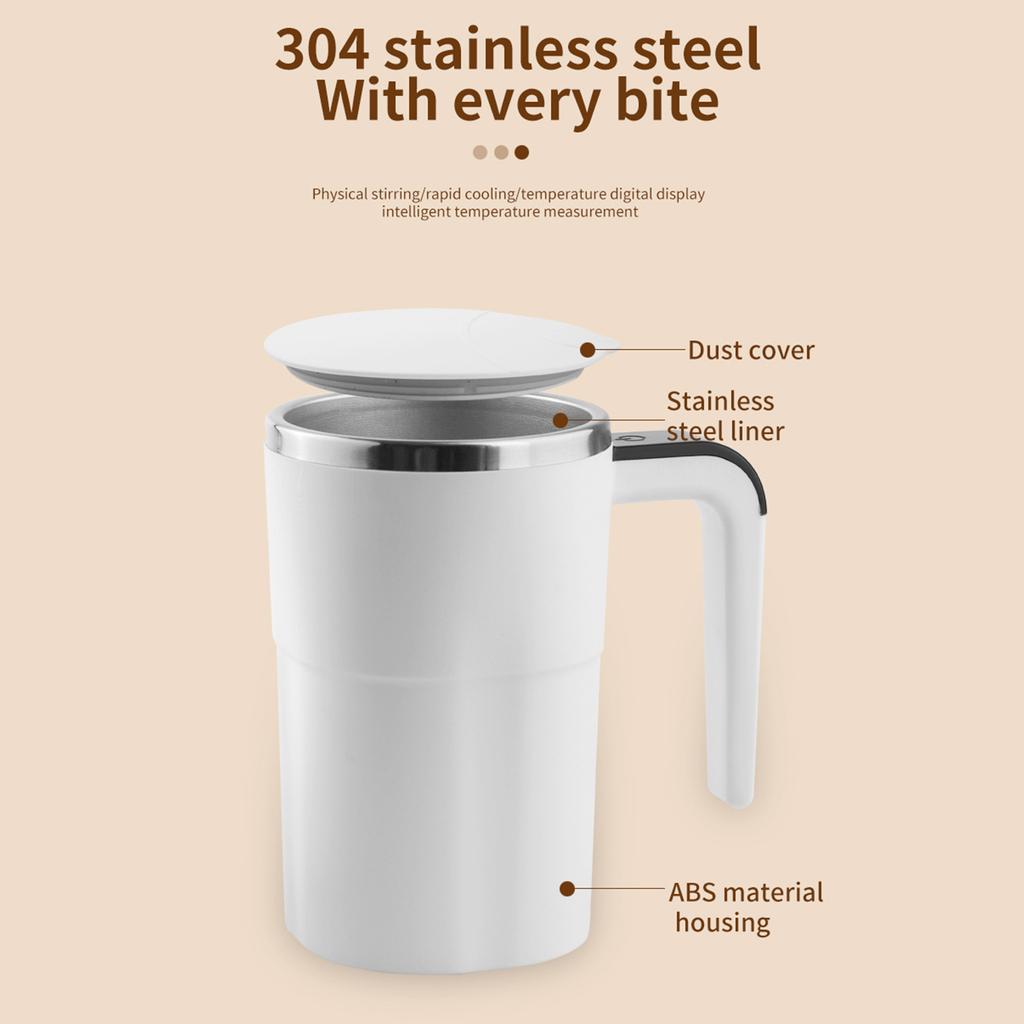 380ML Electric Coffee Self Mixing Mug Temperature Display BPA-free Coffee Stirring Mug Rechargeable Automatic Magnetic Cup