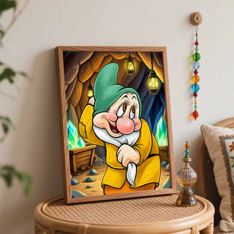 Disney Dopey Seven Dwarfs Oil Paint by Numbers Art Kit Handmade Painting Home Decor Gift