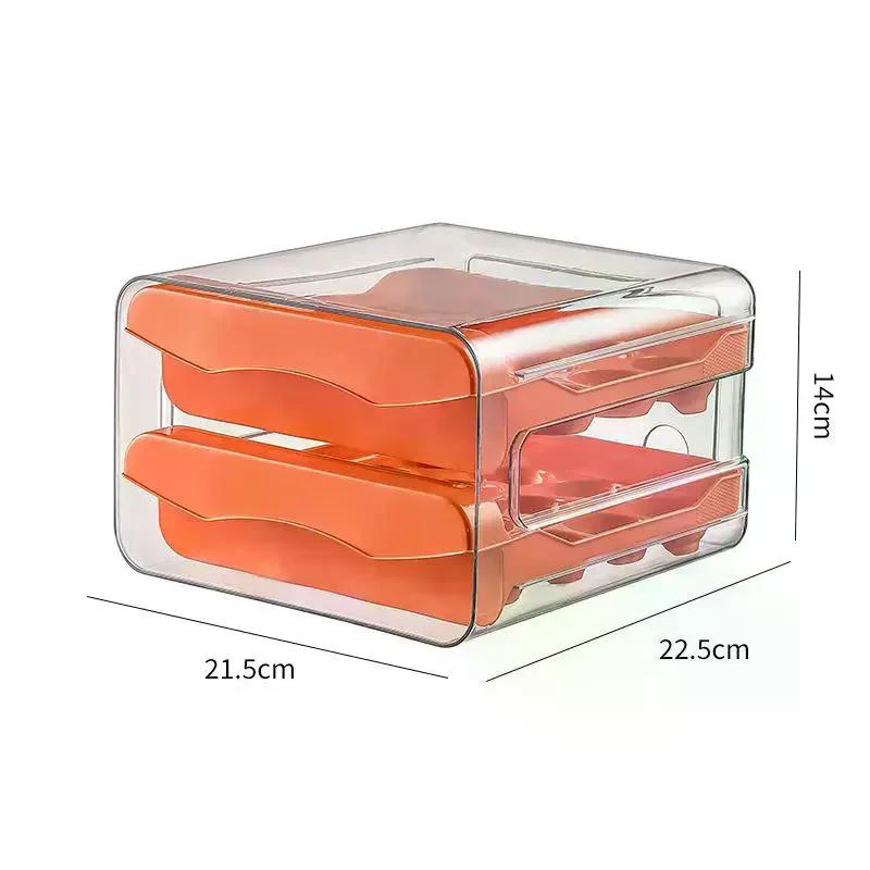 Automatischer drehender Eierständer Kühlschrank Eier Aufbewahrungsbox Halter Küche Doppelschichtiger Eierhalter Schubladentyp Eierbox