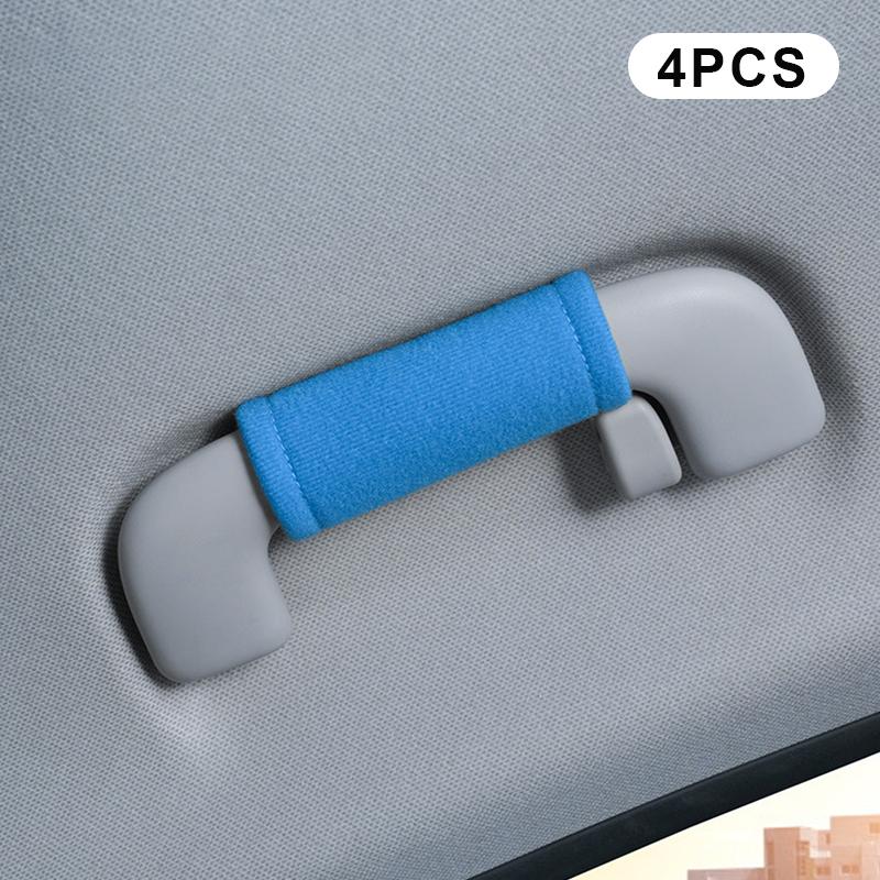2/4 Stück Weicher Plüsch Auto Dach Armlehne Rutschfester Auto Haltegriffschutz Zuggriffabdeckung Dachgriffabdeckung Auto Innenzubehör