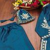 Luxurious Teal Embroidered Kurta Set