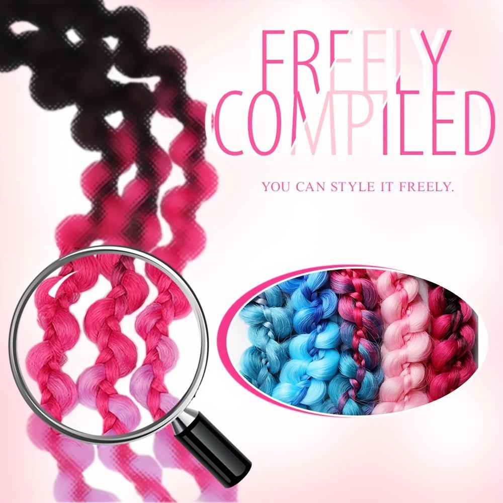 Colored Braids Hair Extension With Rubber Band Rainbow Synthetic Long Hairpieces Ponytail For Women And Girls Halloween Christmas Party Daily Wear