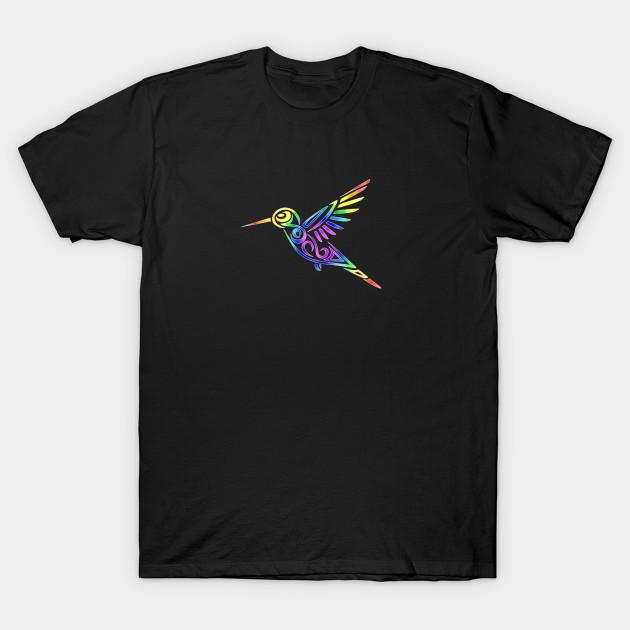 Men Black Print T-shirt Tribal Hummingbird Design No-Cut Transfer Paper Print Cotton Tshirt S чёрный