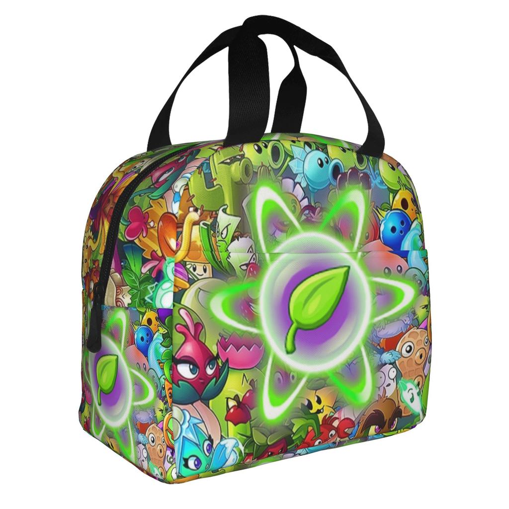 Pflanzen vs. Zombies Spiel Isolierte Lunchtasche für Damen Tragbar Thermokühlertasche Mittagessen Tasche Schule
