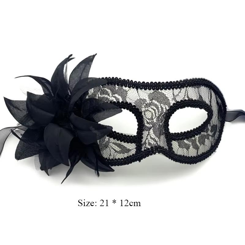 

Venice Makeup Ball Golden Onion Yarn Flower Lace Mask Half Face Adult Eye Mask Halloween Performance Prop чёрный