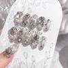 U36 24pcs Full Rhinestones Bridal Press-on Nail Long Lasting Full Coverage Pearl Fake Nail Matching with Bracelet and Necklaces