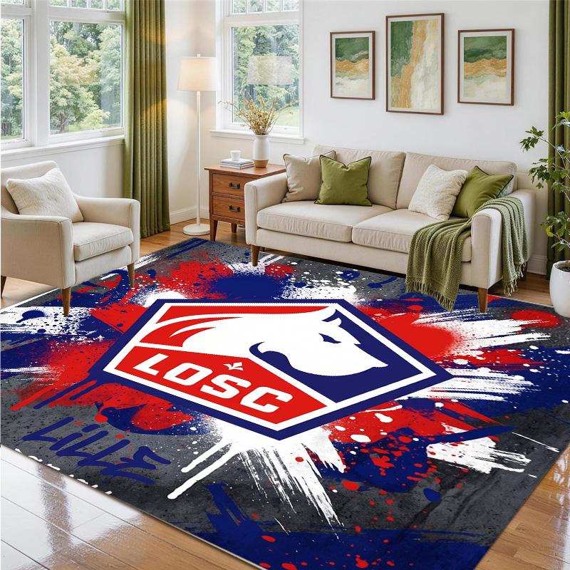 LOSC Lille FC Design Crystal Velvet Rug Soft Decorative Mat for Bedroom Entrance