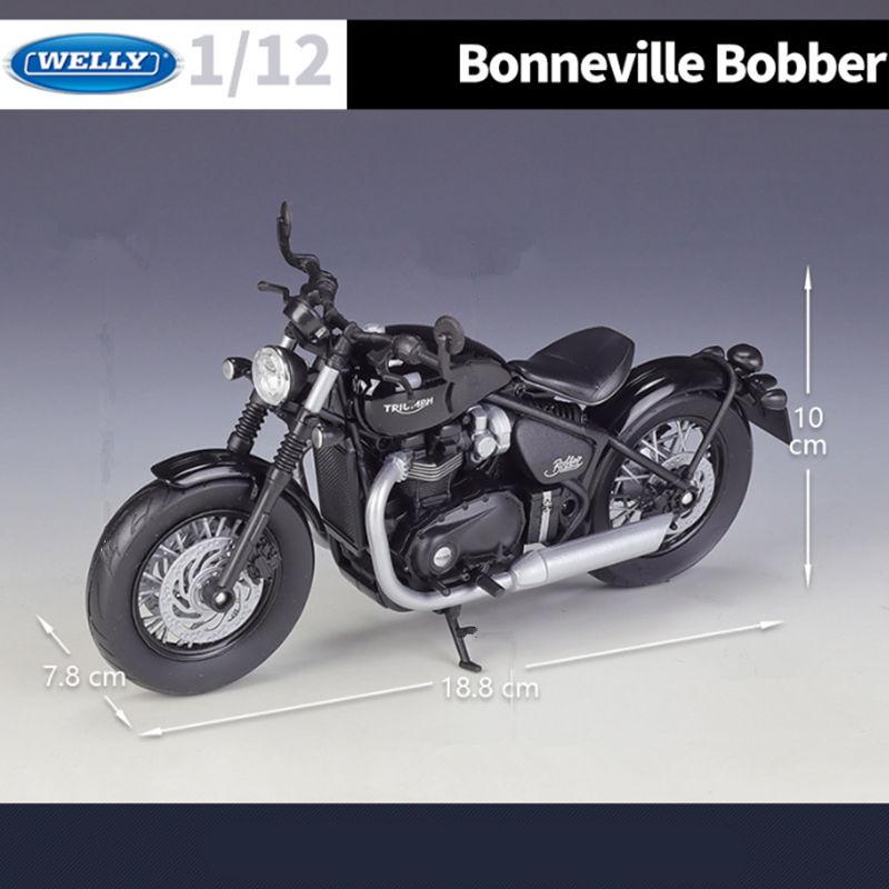 WELLY 1/12 Triumph Bonneville Bobber Alloy Racing Motorcycle Model Diecast Metal Street Motorcycle Model Simulation Kid Toy Gift