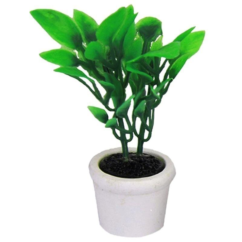 3Pcs 1/12 Green Plant In White Pot Miniature Dollhouse Garden Accessories