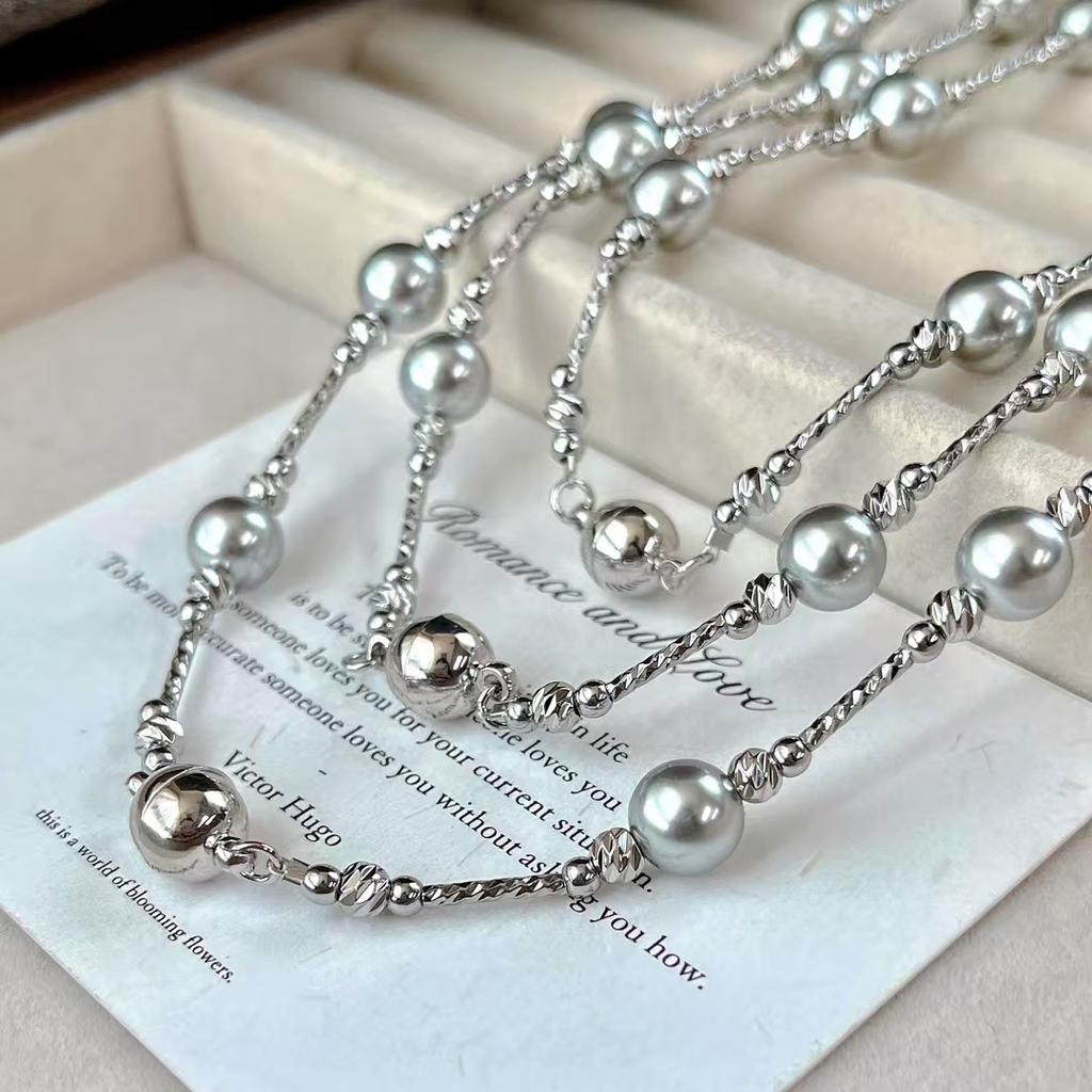 Vintage High Quality Strong Light 616 Color Artificial Pearl Necklace Collarbone Chain Sweater Chain