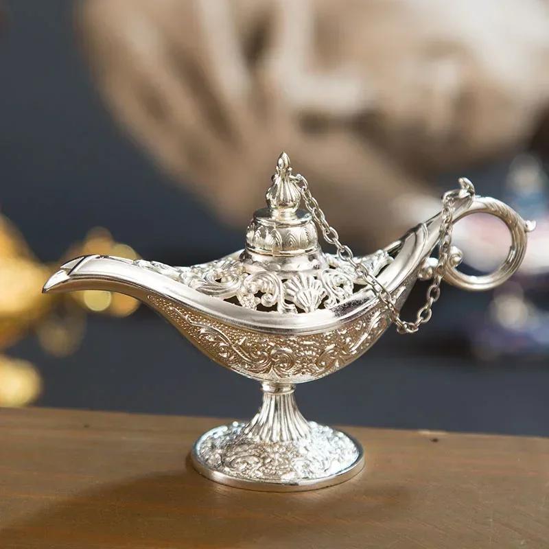 Household Retro Bronze Incense Burners European Metal Craft Wishing Lamp Aromatherapy Stove Old Plating Home Decoration Gifts
