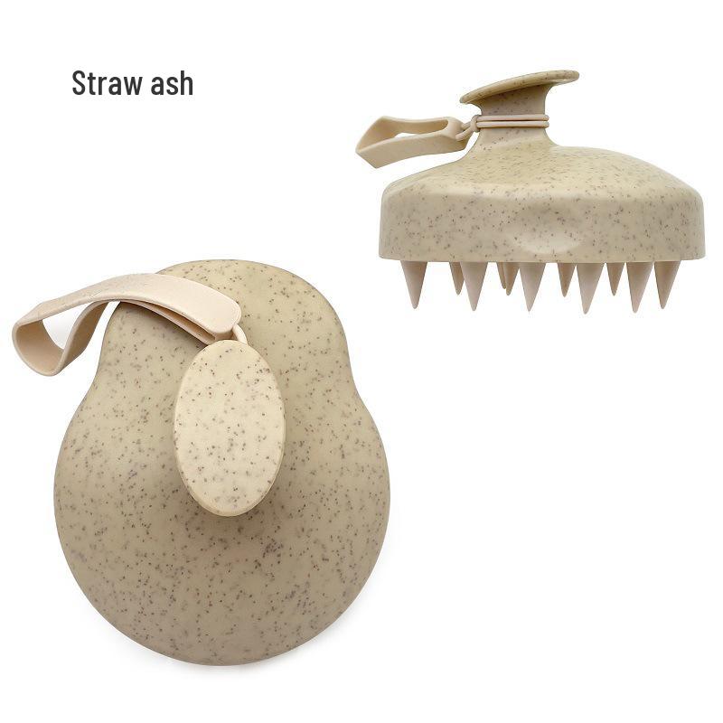 Wheat Straw Morandi Silicone Shampoo Brush, Scalp Massager with Lanyard