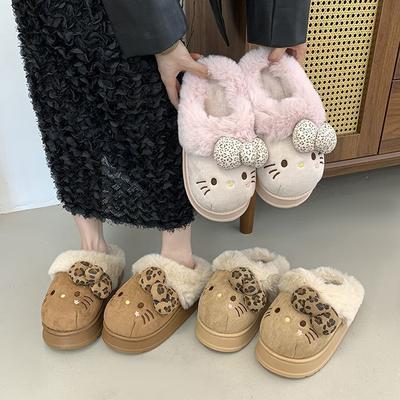Cute Kitten Bag Head Slippers Women's Autumn New Internet Celebrity Explosion Velvet Warm Women Bag Head Slippers